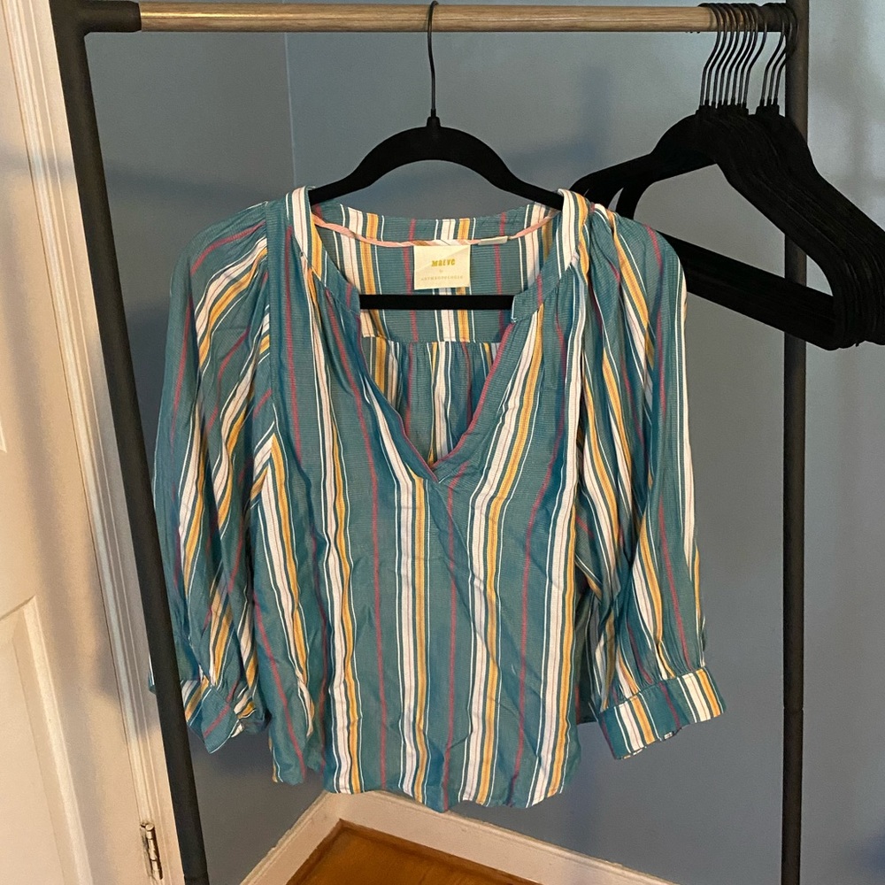 striped flowy anthropologie blouse